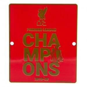 Liverpool FC Premier League Champions Window Sign / Red/Gold